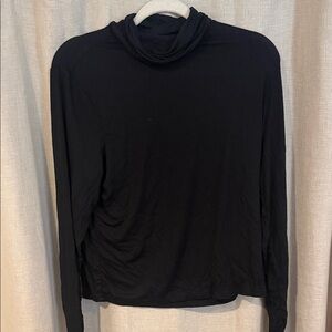Divided Black Long-Sleeve Mock Neck Top